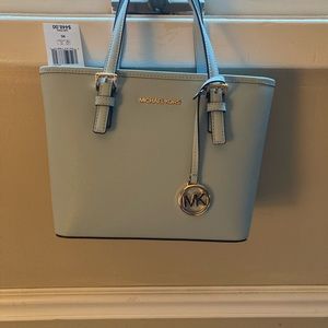 Michael Kors NWT Vista  Blue Jet Set Travel Handbag XS Leather
